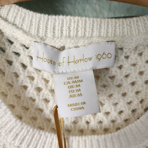 House of Harlow 1960 Ivory Knit Sweater Crochet Pant Set - Picture 5 of 16